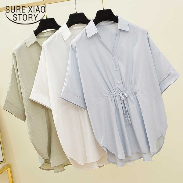 summer 5xl large size korean style loose blouse women elegant v-neck solid large girl's slim shirts white 9884 210528
summer 5xl large size korean style loose blouse women elegant v-neck solid large girl's slim shirts white 9884 210528