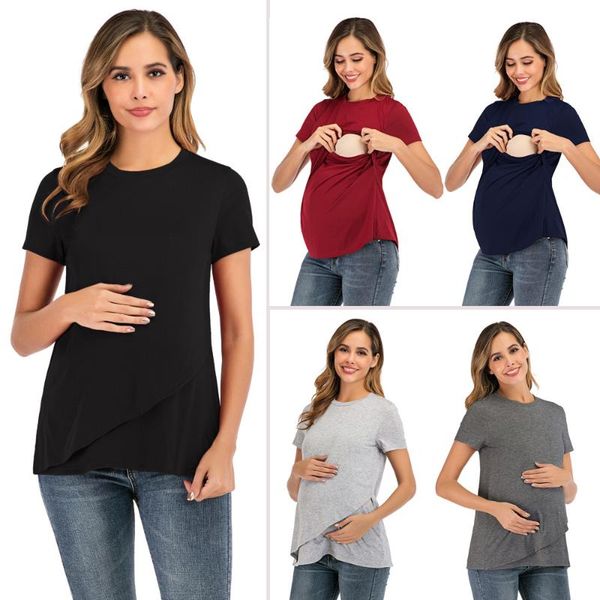 women's t-shirt 2021 woman tshirts breastfeeding confinement clothing round neck short-sleeve pullover maternity, White
women's t-shirt 2021 woman tshirts breastfeeding confinement clothing round neck short-sleeve pullover maternity, White