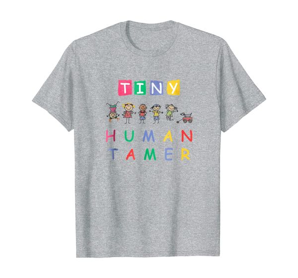 tiny human tamer t shirt for teachers daycare provider gift, White;black