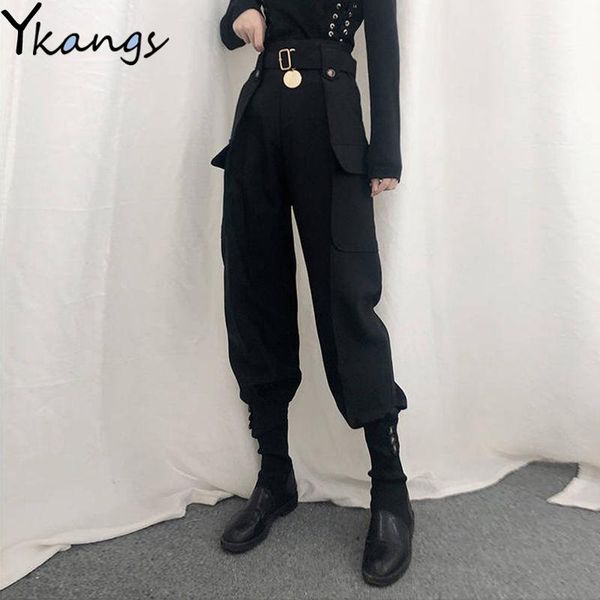 women's pants & capris with belt button pockets slim cargo women high waist vintage harajuku streetwear harem gothic qualities female, Black;white
women's pants & capris with belt button pockets slim cargo women high waist vintage harajuku streetwear harem gothic qualities female, Black;white