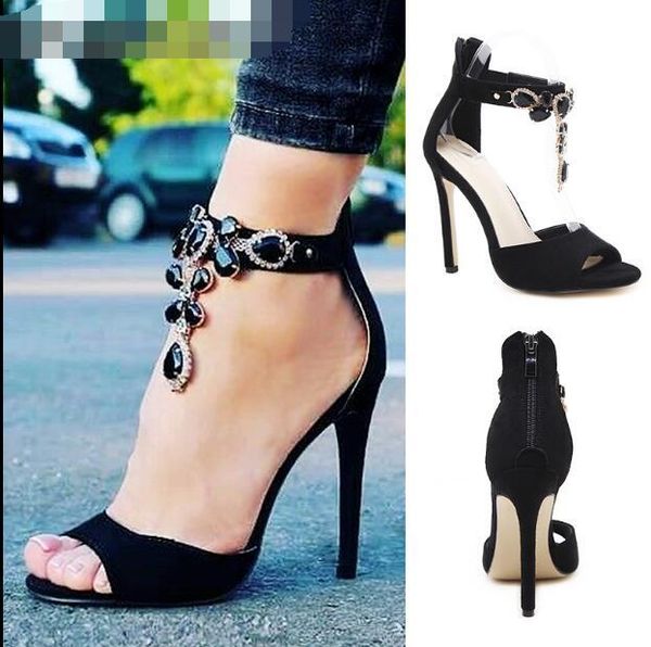 dress shoes lady black diamonds high heel sandal woman rhinestone party heels 
dress shoes lady black diamonds high heel sandal woman rhinestone party heels