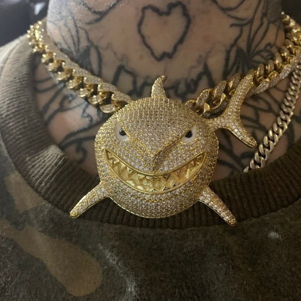 size 6ix9ine big shark pendant savage shape aaa full of zircon cute hip hop trendy men necklace efo9, Silver
size 6ix9ine big shark pendant savage shape aaa full of zircon cute hip hop trendy men necklace efo9, Silver