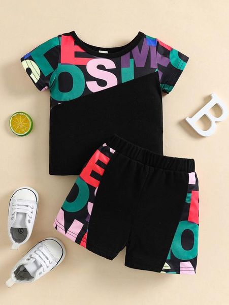 baby letter graphic tee with track shorts she01, White
baby letter graphic tee with track shorts she01, White