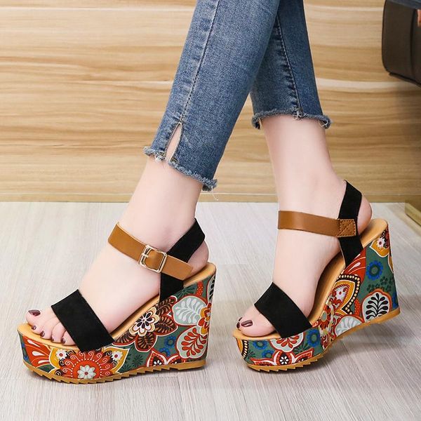 sandals rimocy vintage women wedges floral print 2021 summer super high heels peep toe gladiator shoes woman platform sandalias, Black
sandals rimocy vintage women wedges floral print 2021 summer super high heels peep toe gladiator shoes woman platform sandalias, Black