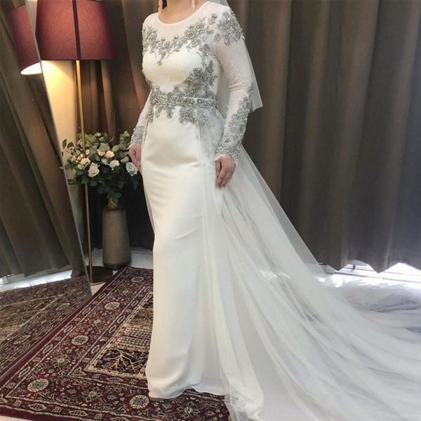 elegant arabic long sleeve mermaid formal evening dresses long 2021 detachable train gray lace appliques beading beads celebrity prom dress, Black;red
elegant arabic long sleeve mermaid formal evening dresses long 2021 detachable train gray lace appliques beading beads celebrity prom dress, Black;red