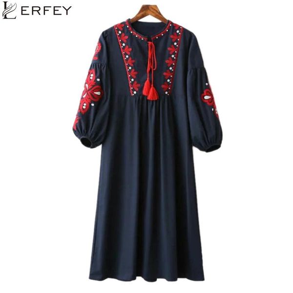 casual dresses lerfey women autumn vintage floral embroidery dress drawstring tie tassels long sleeve loose retro vestidos, Black;gray
casual dresses lerfey women autumn vintage floral embroidery dress drawstring tie tassels long sleeve loose retro vestidos, Black;gray