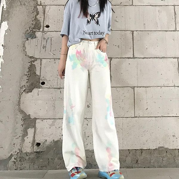 pantalon femme tie-dye color design women's jeans white loose harajuku straight leg pants high waist jeans women, Blue
pantalon femme tie-dye color design women's jeans white loose harajuku straight leg pants high waist jeans women, Blue