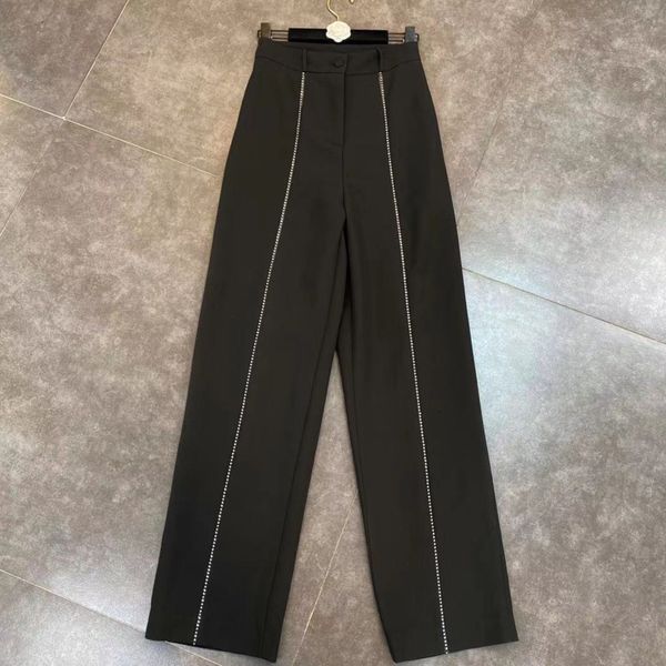 2021 spring newly arrived black solid waist diamond decoration straight pants show fine and high style mi5z, Black;white
2021 spring newly arrived black solid waist diamond decoration straight pants show fine and high style mi5z, Black;white