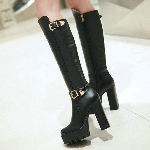boots women fashion knee high platform square heel ladies round toe buckle winter long black brown white
boots women fashion knee high platform square heel ladies round toe buckle winter long black brown white