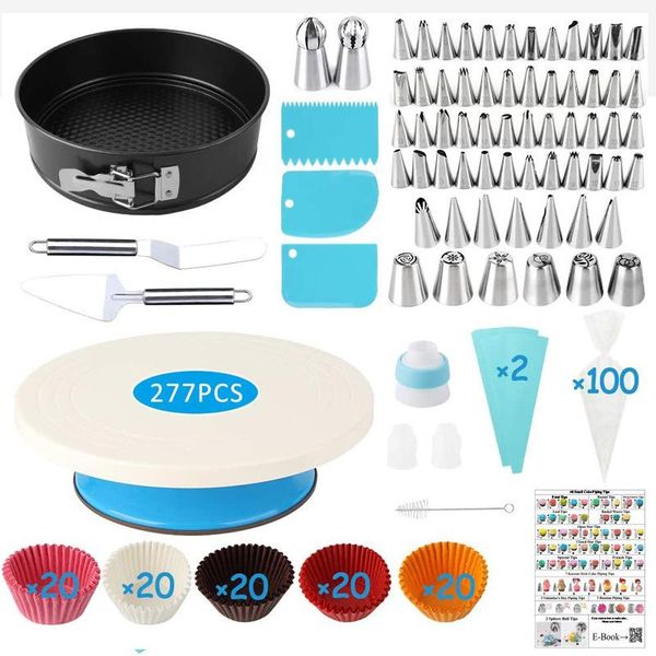 baking & pastry tools with numbered 277-piece cake turntable set, decoration tool decorating mouth pan kit 
baking & pastry tools with numbered 277-piece cake turntable set, decoration tool decorating mouth pan kit