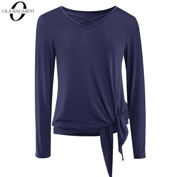 women's t-shirt women v neck bandage casual brief long sleeve t shirt solid color soft autumn et057, White
women's t-shirt women v neck bandage casual brief long sleeve t shirt solid color soft autumn et057, White
