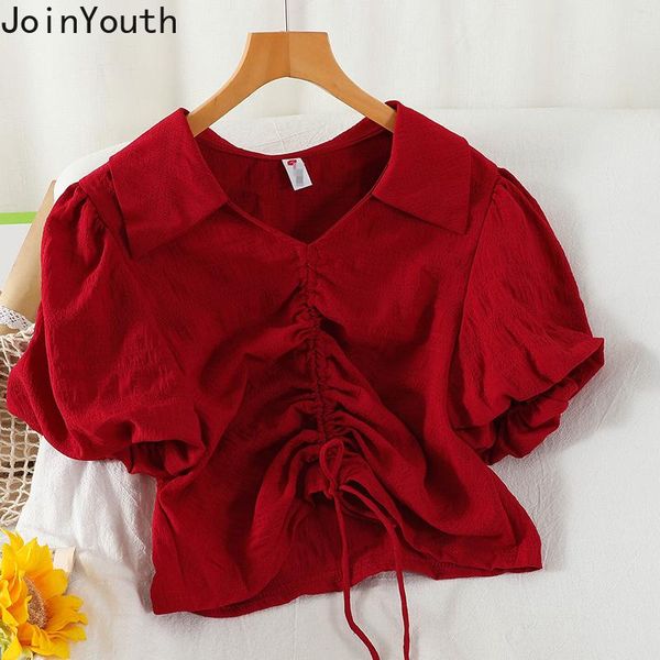women's blouses & shirts joinyouth puff sleeve temperament short shirt women 2021 summer solid drawstring pleated lace up v neck blouse, White
women's blouses & shirts joinyouth puff sleeve temperament short shirt women 2021 summer solid drawstring pleated lace up v neck blouse, White
