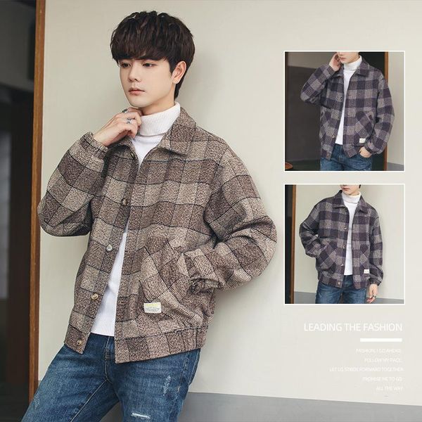 men's jackets spring and autumn plaid woolen jacket trench coat 2021 retro fat large size top, Black;brown
men's jackets spring and autumn plaid woolen jacket trench coat 2021 retro fat large size top, Black;brown