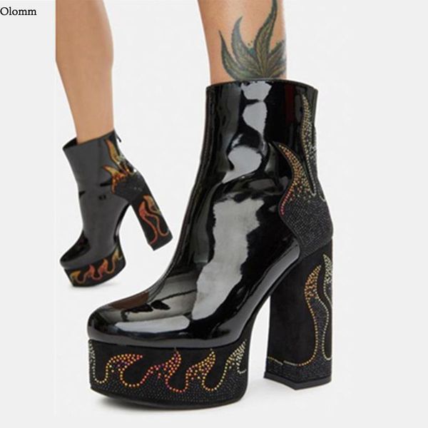 boots olomm stylish women winter ankle patent shiny crystal chunky heel round toe black party shoes us size 5-9.5
boots olomm stylish women winter ankle patent shiny crystal chunky heel round toe black party shoes us size 5-9.5