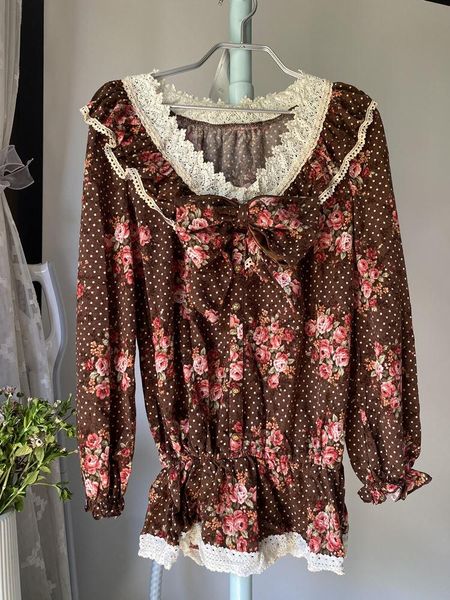 casual dresses autumn japan style l*z lisa floral printing whole lace collar knitting blouse mini dress large bow, Black;gray
casual dresses autumn japan style l*z lisa floral printing whole lace collar knitting blouse mini dress large bow, Black;gray