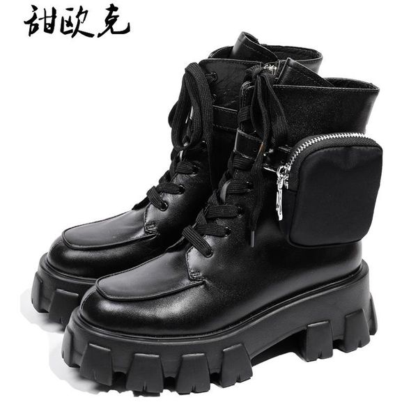 boots ankle women's motorcycle pu leather british style pocket decoration shoes botas mujer, Black
boots ankle women's motorcycle pu leather british style pocket decoration shoes botas mujer, Black