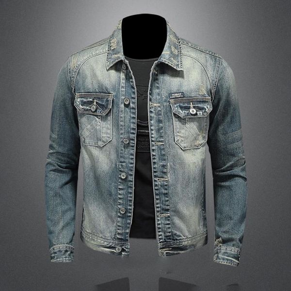 men's jackets 2021 spring fall solid color single breasted slim silhouette retro long sleeve denim jacket, Black;brown
men's jackets 2021 spring fall solid color single breasted slim silhouette retro long sleeve denim jacket, Black;brown