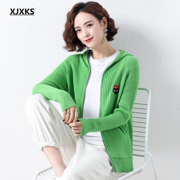 women's knits & tees xjxks 2021 spring autumn fashion hooded women zipper cardigan high-end wool knitted sweater jacket, White
women's knits & tees xjxks 2021 spring autumn fashion hooded women zipper cardigan high-end wool knitted sweater jacket, White