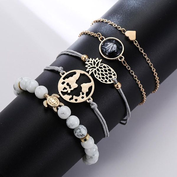 charm bracelets 5 pcs/set boho female gold chain heart map pineapple pendant for women fashion white natural marble bracelet set, Golden;silver
charm bracelets 5 pcs/set boho female gold chain heart map pineapple pendant for women fashion white natural marble bracelet set, Golden;silver