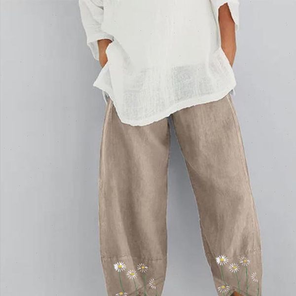 30h pants women casual daisy print embroidery cotton linen trousers elastic waist wide leg pants streetwear, Black
30h pants women casual daisy print embroidery cotton linen trousers elastic waist wide leg pants streetwear, Black