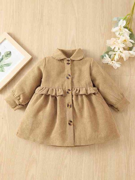 baby ruffle trim corduroy coat she, Blue;gray
baby ruffle trim corduroy coat she, Blue;gray