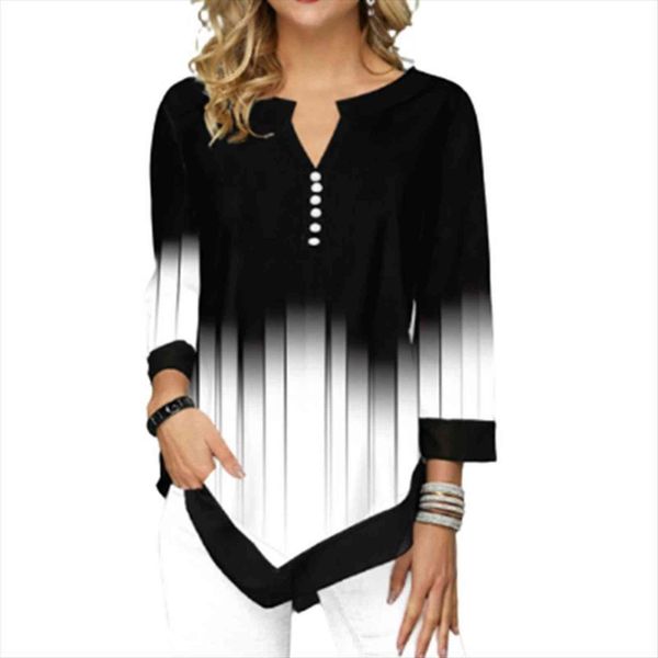 3d gradient print irregular 5xl women shirts plus size loose casual v neck splicing button spring fashion, White
3d gradient print irregular 5xl women shirts plus size loose casual v neck splicing button spring fashion, White