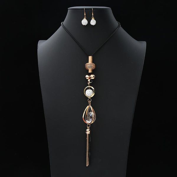 earrings & necklace luxury crystal 3d pendant set fashion long chain sweater women jewelry sets costume accessories, Silver
earrings & necklace luxury crystal 3d pendant set fashion long chain sweater women jewelry sets costume accessories, Silver