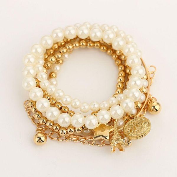 bangle ladies bohemian style fashion sweet rhinestone pearl retro bracelet set multilayer elastic gold plated 6 pieces pack, Black
bangle ladies bohemian style fashion sweet rhinestone pearl retro bracelet set multilayer elastic gold plated 6 pieces pack, Black