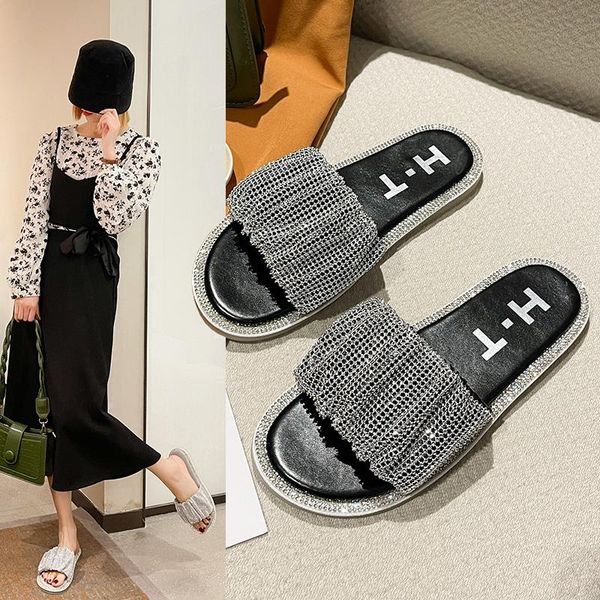 slippers female shoes ladies' glitter slides fashion 2021 jelly flat luxury summer fabric crystal pu rubber basic fem, Black
slippers female shoes ladies' glitter slides fashion 2021 jelly flat luxury summer fabric crystal pu rubber basic fem, Black