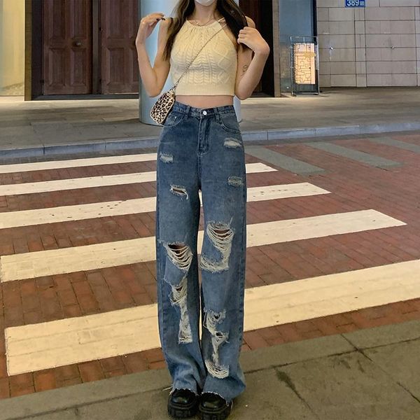 women's jeans ripped straight baggy vintage high waist boyfriends mom y2k denim distressed streetwear female, Blue
women's jeans ripped straight baggy vintage high waist boyfriends mom y2k denim distressed streetwear female, Blue