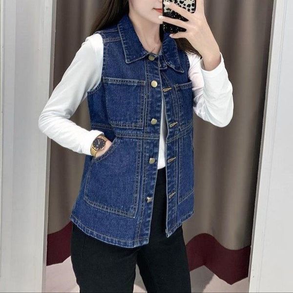 women's vests fashion breasted solid denim vest women korean style short sleeveless jean jacket 2021 casual cowboy waistcoat female y47, Black;white
women's vests fashion breasted solid denim vest women korean style short sleeveless jean jacket 2021 casual cowboy waistcoat female y47, Black;white