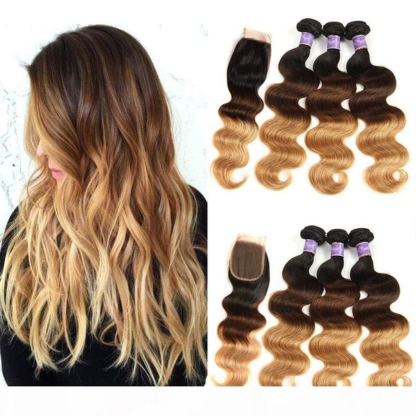 ombre human hair 3 bundles with lace closure brazilian peruvian malaysian indian body wave three tone brown blonde 1b 4 27# hair weaves, Black;brown
ombre human hair 3 bundles with lace closure brazilian peruvian malaysian indian body wave three tone brown blonde 1b 4 27# hair weaves, Black;brown
