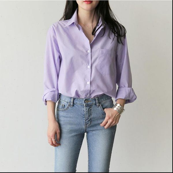 spring women blouse striped turn down collar office lady full sleeve women shirts light purple fashion female blusas, White
spring women blouse striped turn down collar office lady full sleeve women shirts light purple fashion female blusas, White