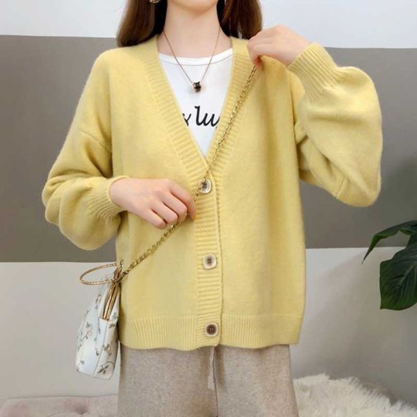 women's knits & tees autumn winter women knitted cardigans pearl solid sweater v neck long sleeve single button blouses thicken open ja, White 
women's knits & tees autumn winter women knitted cardigans pearl solid sweater v neck long sleeve single button blouses thicken open ja, White