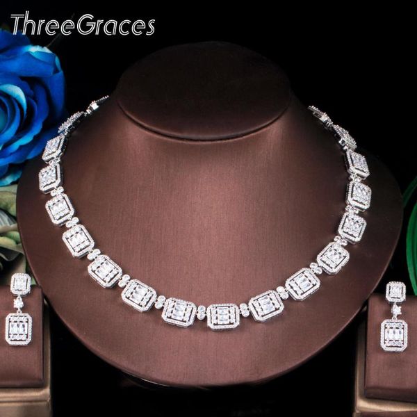 earrings & necklace threegraces elegant cubic zirconia crystal square drop necklaces set for women wedding party prom costume jewelry tz577, Silver
earrings & necklace threegraces elegant cubic zirconia crystal square drop necklaces set for women wedding party prom costume jewelry tz577, Silver