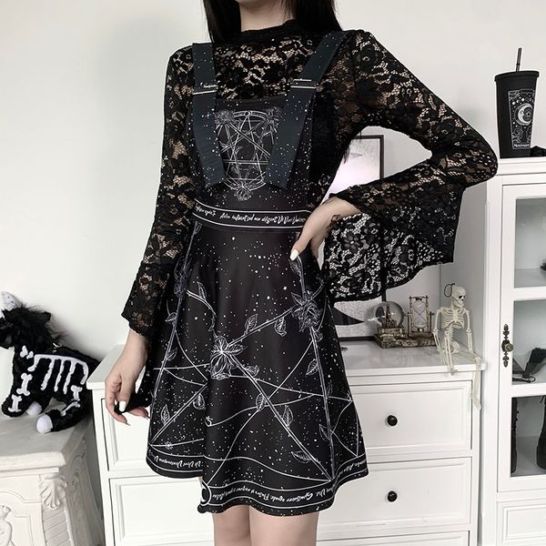 pentagram print black strap skirts gothic harajuku high wiast pleated mini skirts female chic suspender mini skirts
pentagram print black strap skirts gothic harajuku high wiast pleated mini skirts female chic suspender mini skirts