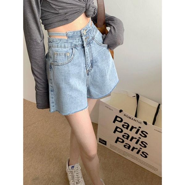 women's shorts summer korean ins retro design high waist denim for women, White;black
women's shorts summer korean ins retro design high waist denim for women, White;black