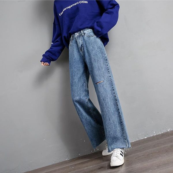 women's jeans ripped spring and autumn 2021 straight drooping mop pants loose wide-leg, Blue
women's jeans ripped spring and autumn 2021 straight drooping mop pants loose wide-leg, Blue