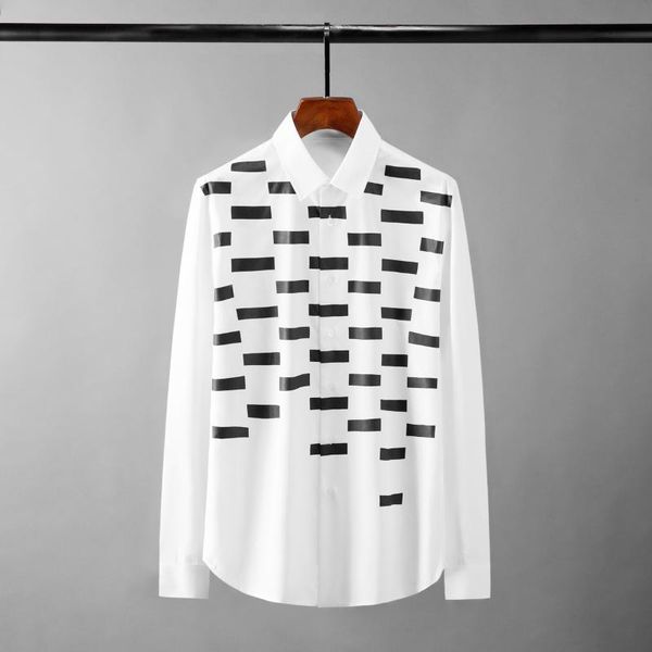 men's casual shirts luxury long-sleeved black checkered printing social club outfits business formal shirt fashion slim party men, White;black
men's casual shirts luxury long-sleeved black checkered printing social club outfits business formal shirt fashion slim party men, White;black