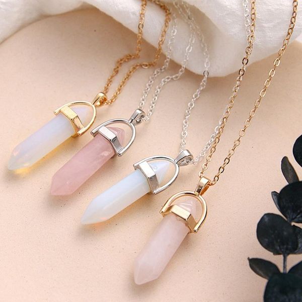 pendant necklaces fashion natural stone pink crystal necklace for women jewelry hexagonal column quartz pendants, Silver
pendant necklaces fashion natural stone pink crystal necklace for women jewelry hexagonal column quartz pendants, Silver