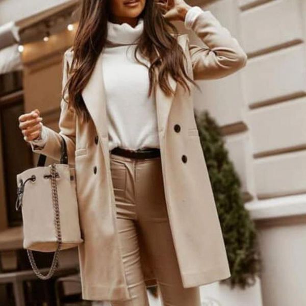 women's wool & blends jackets for women 2021 coat autumn winter lapel side pockets long warm woolen trench jacket, Black
women's wool & blends jackets for women 2021 coat autumn winter lapel side pockets long warm woolen trench jacket, Black