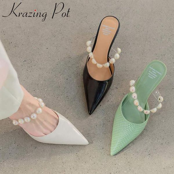 sandals krazing pot big size cow leather high heels slingback summer shoes pearl concise mules office lady party dress women l98, Black
sandals krazing pot big size cow leather high heels slingback summer shoes pearl concise mules office lady party dress women l98, Black
