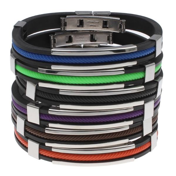 tennis silicone bracelets wholesale stainless steel nylon cord letter pattern 39x9x5mm, sold per approx 7.5 inch strand, Golden;silver
tennis silicone bracelets wholesale stainless steel nylon cord letter pattern 39x9x5mm, sold per approx 7.5 inch strand, Golden;silver