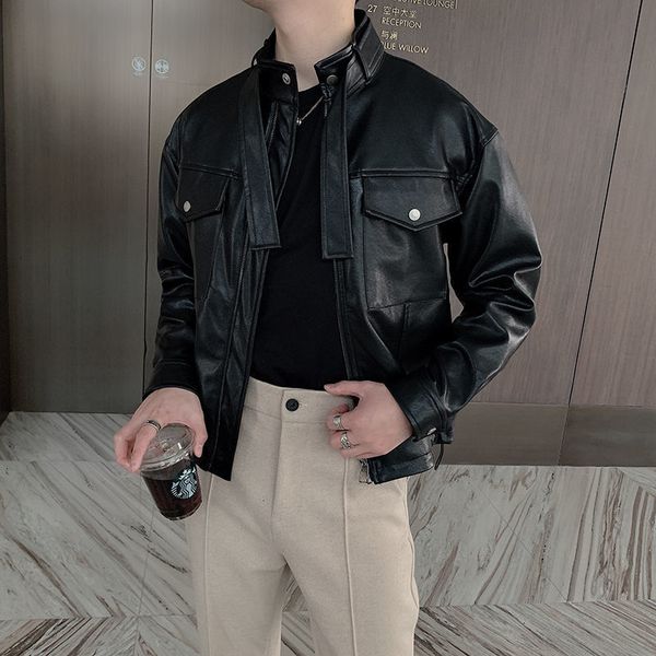 2021 style short leather men's fashion casual black motorcycle jackets mens streetwear hip-hop bomber jacket men usoj
2021 style short leather men's fashion casual black motorcycle jackets mens streetwear hip-hop bomber jacket men usoj