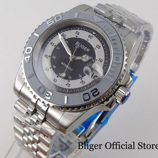 wristwatches bliger business 40mm black japan miyota 8215 automatic men watch silver ceramic insert jubilee bracelet screwdown crown, Slivery;brown
wristwatches bliger business 40mm black japan miyota 8215 automatic men watch silver ceramic insert jubilee bracelet screwdown crown, Slivery;brown