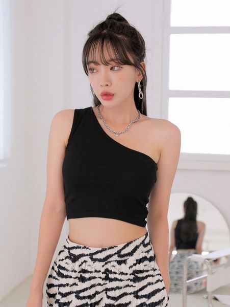 dazy one shoulder crop f4wc#, White