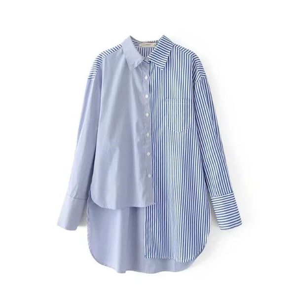 women's blouses & shirts 2021 women stripe shirt fashion splice asymmetrica long sleeve blouse female chic blusas loose comfortabl, White
women's blouses & shirts 2021 women stripe shirt fashion splice asymmetrica long sleeve blouse female chic blusas loose comfortabl, White