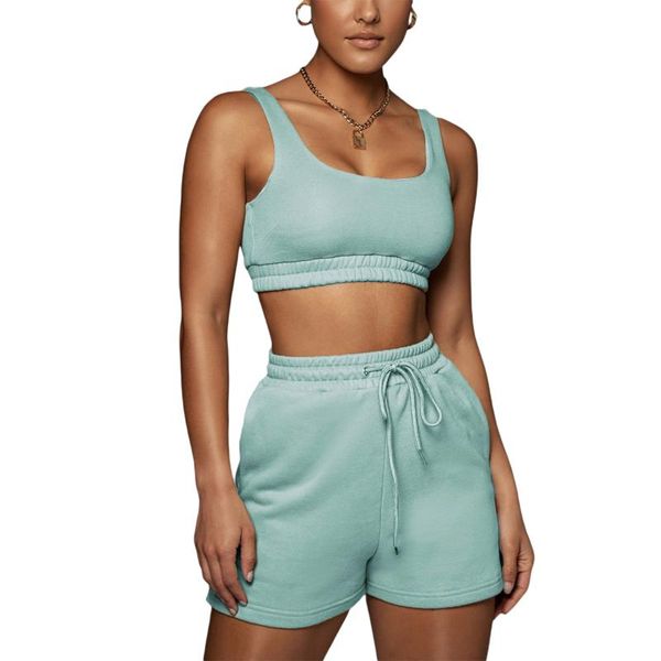 women's tracksuits summer women solid color casual suit tank + shorts showing navel adjustable drawstring elastic waist clothing, Gray
women's tracksuits summer women solid color casual suit tank + shorts showing navel adjustable drawstring elastic waist clothing, Gray