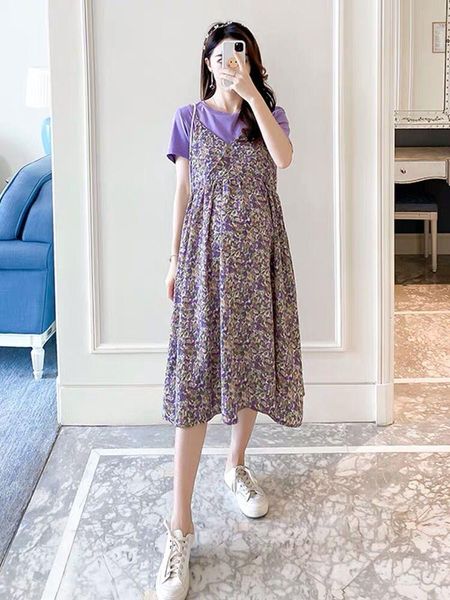 maternity dresses summer wear outing fashion round neck floral chiffon dress mom set, White
maternity dresses summer wear outing fashion round neck floral chiffon dress mom set, White