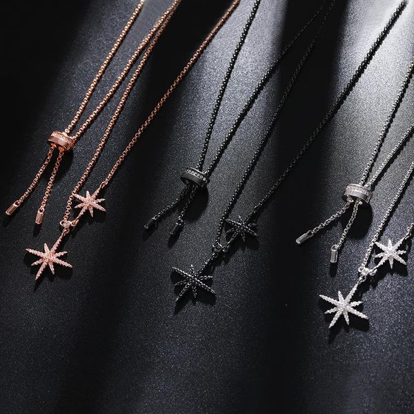 chains fashion inlaid zircon double meteor pendant elegant women's david star clavicle chain necklace collares zk30, Silver
chains fashion inlaid zircon double meteor pendant elegant women's david star clavicle chain necklace collares zk30, Silver
